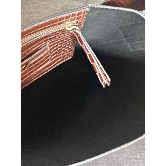 Banana Republic Vida Bag Croc Embossed Leather Shoulder Tote Brown Oversized - Picture 8 of 15